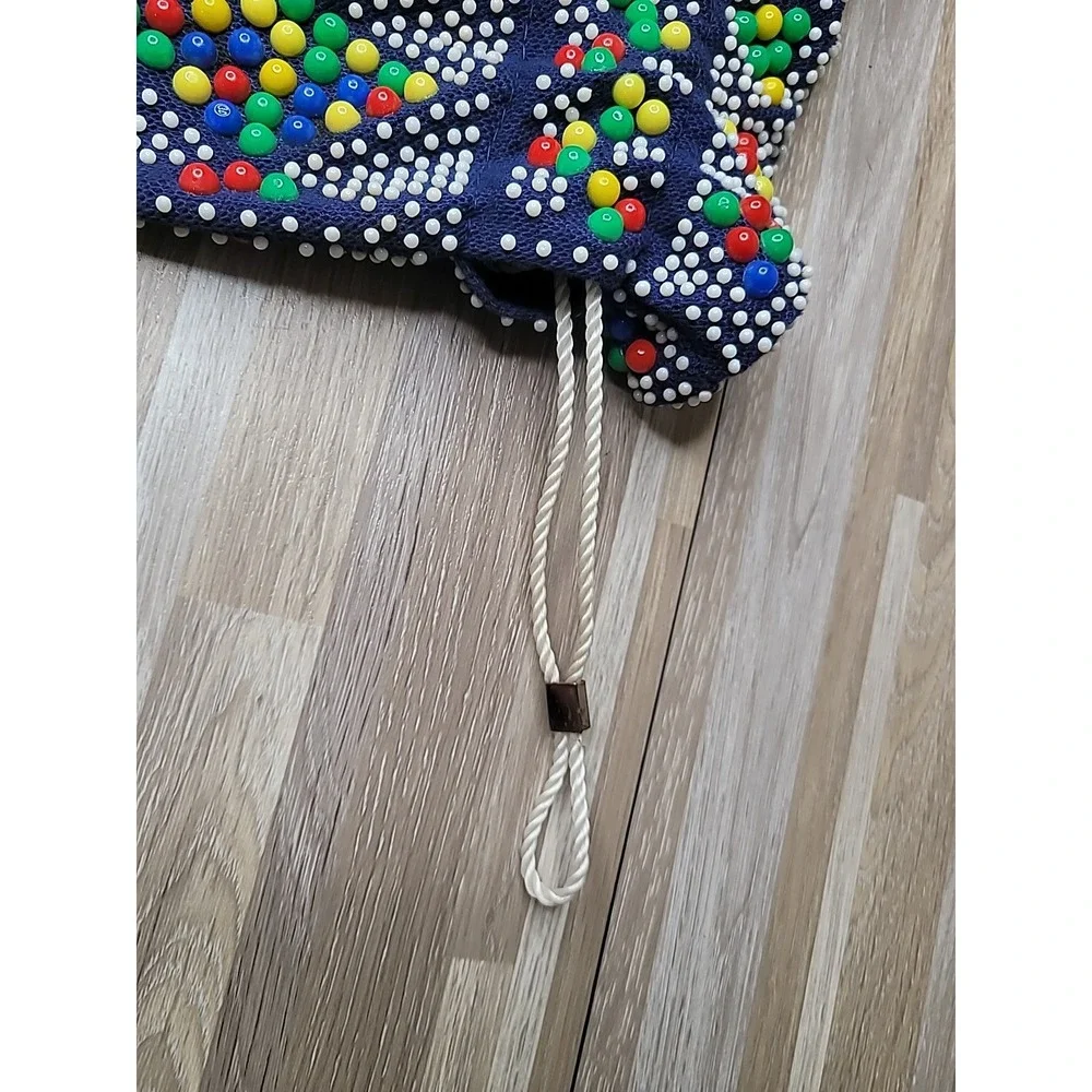 Vintage Retro Purse Candy Button Beads Multicolor Pouch Purse Festival Summer‎